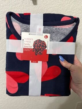 Target Navy Pajama Set with Red & Pink Heart Print